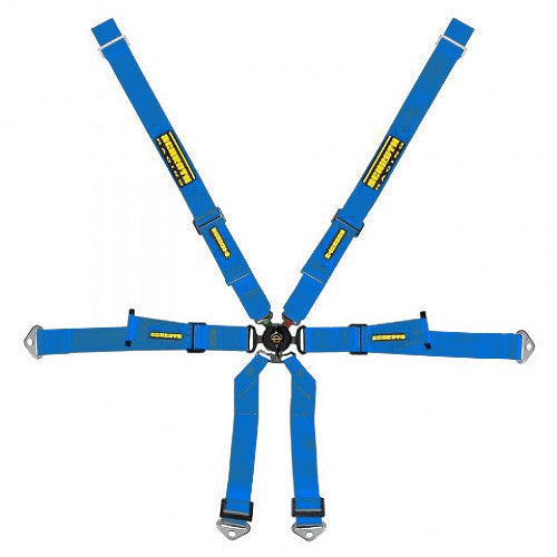 Schroth Profi Porsche 981 2x2 blau mit schwarz/gelbem SCHROTH RACING Logo HANS