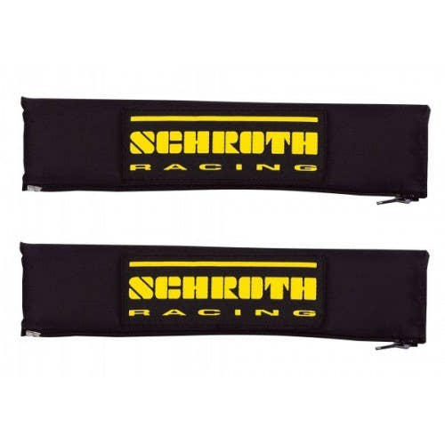 Schroth 2 Gurtpolster schwarz mit schwarz/gelbem SCHROTH RACING Logo