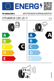Vredestein Ultrac Pro FSL XL DOT23 275/40 R19 105 (Z)Y DOT DOT23 – EU-Reifenlabel