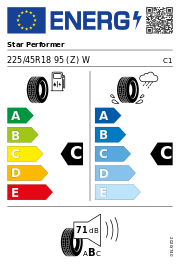 Star Performer UHP 3 XL 4PR DOT22 225/45 R18 95W DOT DOT22 – EU-Reifenlabel