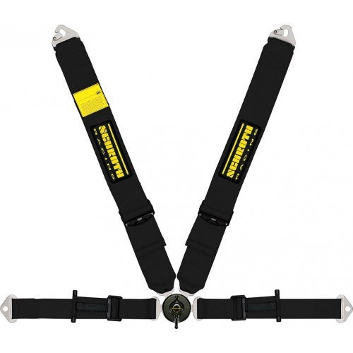 Schroth Westfield II asm schwarz mit schwarz/gelbem SCHROTH RACING Logo links