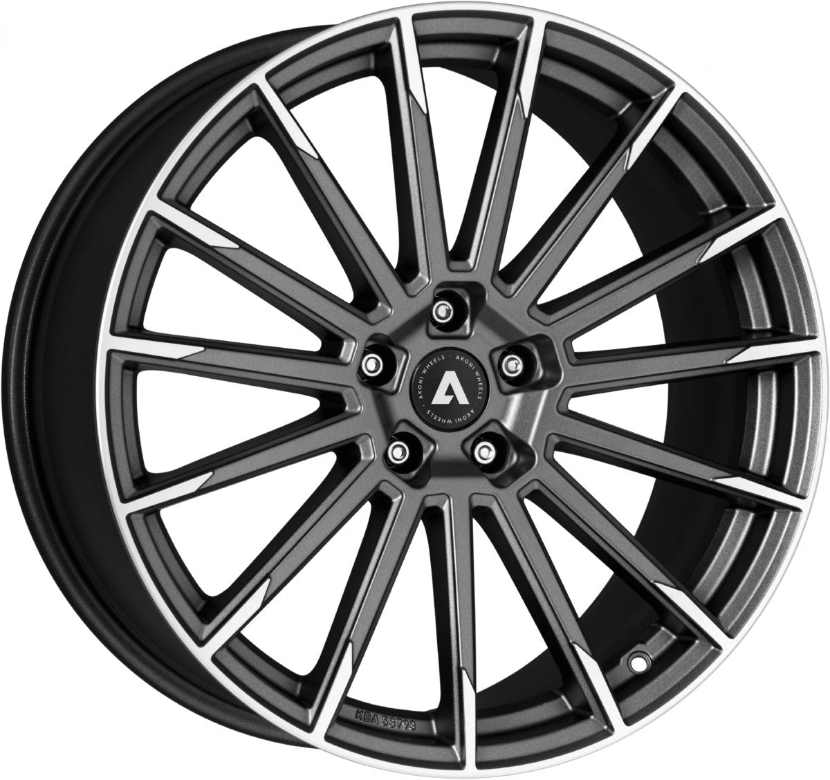 Akoni AK02 graphite matt polished Alufelge 7.5x18 Zoll ET48 LK 5x112 ML57.1