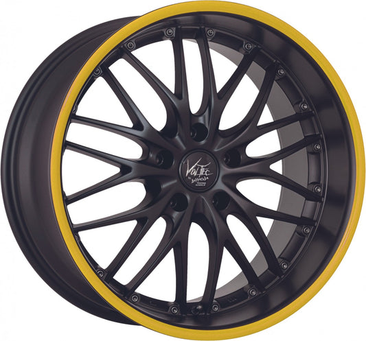 Barracuda Voltec T6 mattblack PureSports / Color Trim gelb Alufelge 8x18 Zoll ET30 LK 5x112 ML73.1