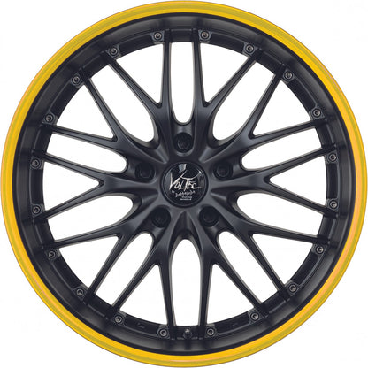 Barracuda Voltec T6 mattblack PureSports / Color Trim gelb Alufelge 8x18 Zoll ET30 LK 5x112 ML73.1 – Bild 2