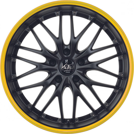 Barracuda Voltec T6 mattblack PureSports / Color Trim gelb Alufelge 8x18 Zoll ET30 LK 5x112 ML73.1 – Bild 2