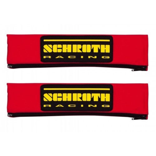 Schroth 2 Gurtpolster rot mit schwarz/gelbem SCHROTH RACING Logo