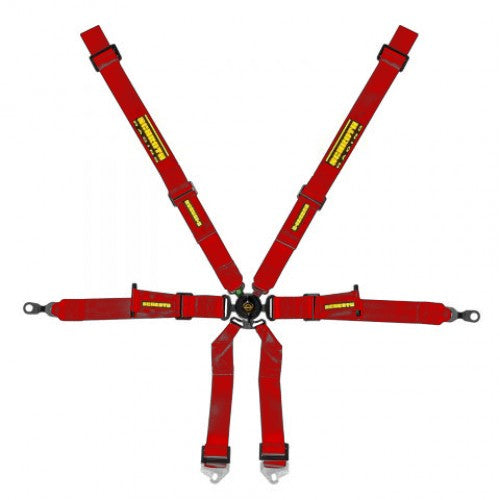 Schroth Profi Porsche 996/997 2x2 Pull Down rot mit schwarz/gelbem SCHROTH RACING Logo HANS