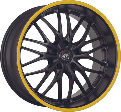 Barracuda Voltec T6 mattblack PureSports / Color Trim gelb Alufelge 8x19 Zoll ET40 LK 5x114.3 ML73.1