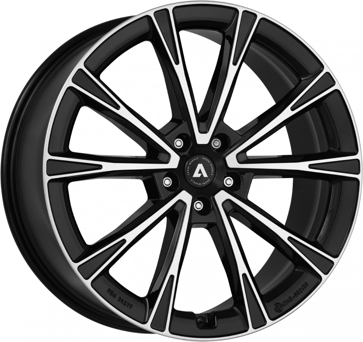 Akoni AK01 black polished Alufelge 7x18 Zoll ET34 LK 5x114.3 ML66.1