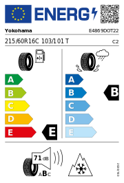 Yokohama W Drive (WY01) 3PMSF DOT22 215/60R16C 103/101T DOT DOT22 – EU-Reifenlabel