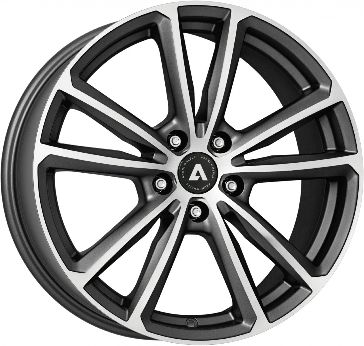 Akoni AK03 graphite matt polished Alufelge 7x17 Zoll ET49 LK 5x112 ML57.1