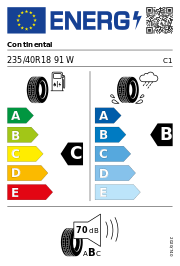 Continental Ecocontact 7 S FR Elect DEMO 235/40 R18 91W – EU-Reifenlabel