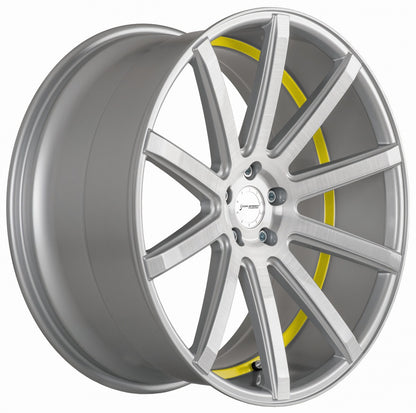Corspeed Deville silver-brushed-surface / Undercut Color Trim gelb Alufelge 9x21 Zoll ET25 LK 5x114.3 ML73.1 – Bild 3