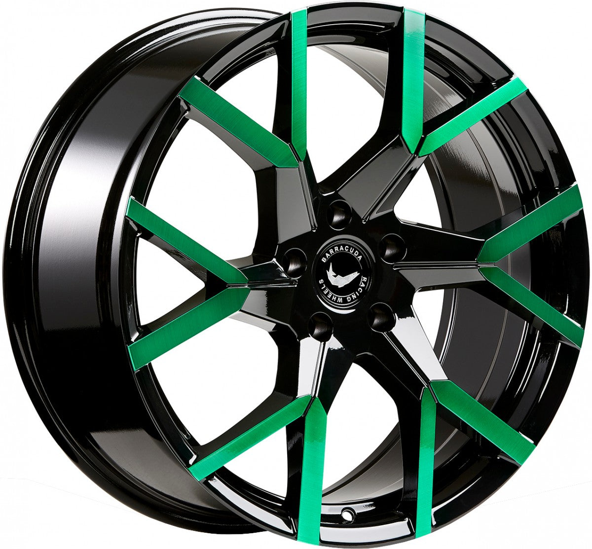 Barracuda Tzunamee EVO black gloss flashgreen Alufelge 8.5x19 Zoll ET40 LK 5x108 ML73.1