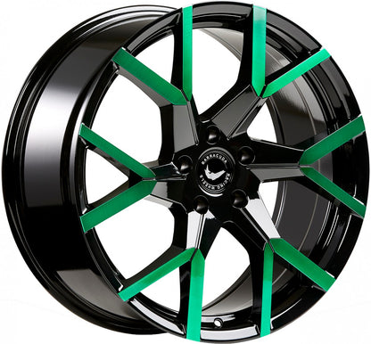 Barracuda Tzunamee EVO black gloss flashgreen Alufelge 8.5x19 Zoll ET40 LK 5x108 ML73.1