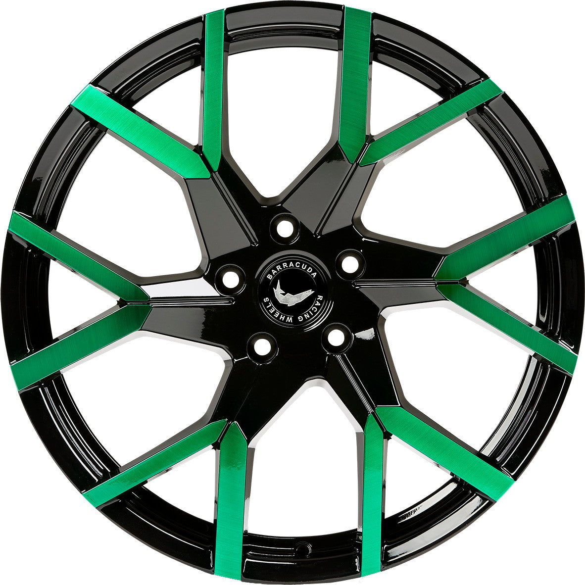 Barracuda Tzunamee EVO black gloss flashgreen Alufelge 8.5x19 Zoll ET40 LK 5x108 ML73.1 – Bild 2