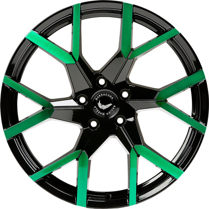 Barracuda Tzunamee EVO black gloss flashgreen Alufelge 8.5x19 Zoll ET40 LK 5x108 ML73.1 – Bild 2