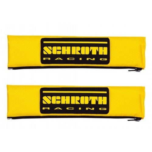 Schroth 2 Gurtpolster gelb mit schwarz/gelbem SCHROTH RACING Logo
