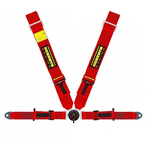 Schroth Lotus II asm rot mit schwarz/gelbem SCHROTH RACING Logo links