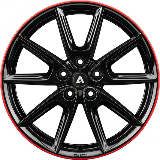 Akoni AK09 black glossy rim red Alufelge 8x19 Zoll ET45 LK 5x108 ML72.5 – Bild 2