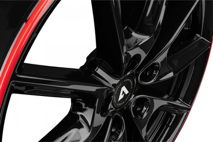 Akoni AK09 black glossy rim red Alufelge 8x19 Zoll ET45 LK 5x108 ML72.5 – Bild 3