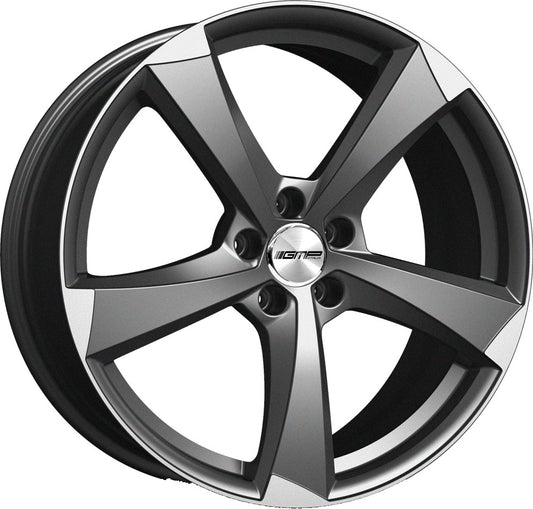 GMP Ican matt anthracite polished 7.5x17 ET35 - LK5/100 ML57.1