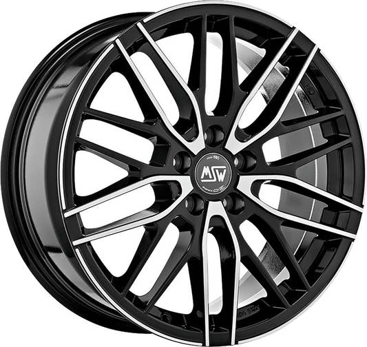 MSW 72 gloss black full polished Alufelge 7x17 Zoll ET40 LK 5x114.3 ML73.1