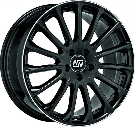 MSW 30 gloss black diamond lip 8.5x19 ET43 - LK5/112 ML73.1