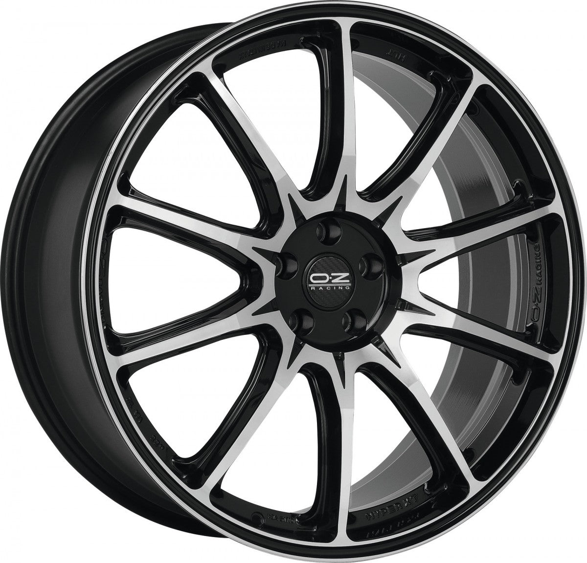OZ Hyper XT HLT gloss black diamond cut 11x22 ET38 - LK5/120 ML79