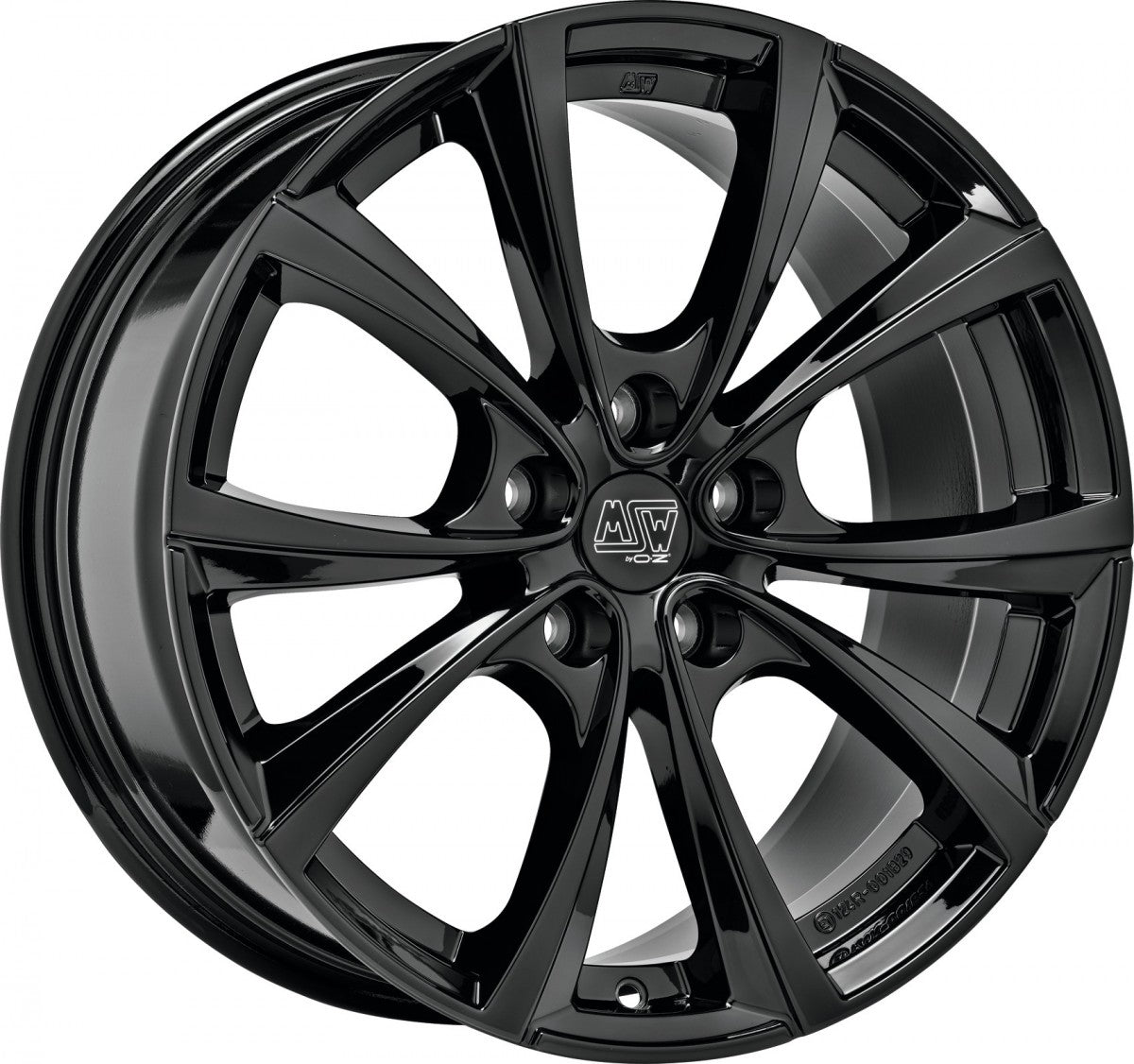 MSW 27 T gloss black 9.5x20 ET45 - LK5/114.3 ML64.12