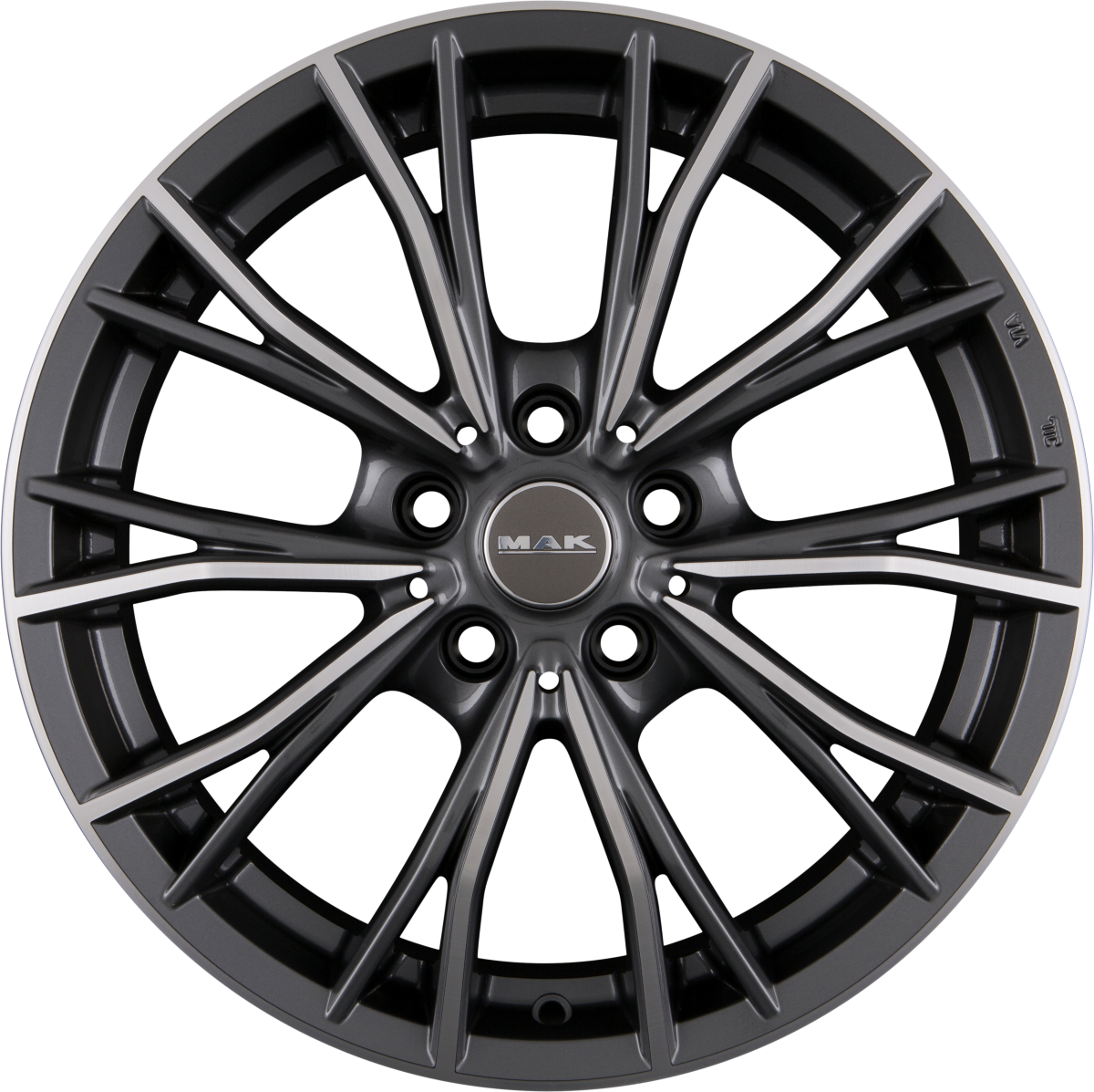 Mak Mark Gun Metal Mirror Face Alufelge 9x18 Zoll ET40 LK 5x112 ML66.6