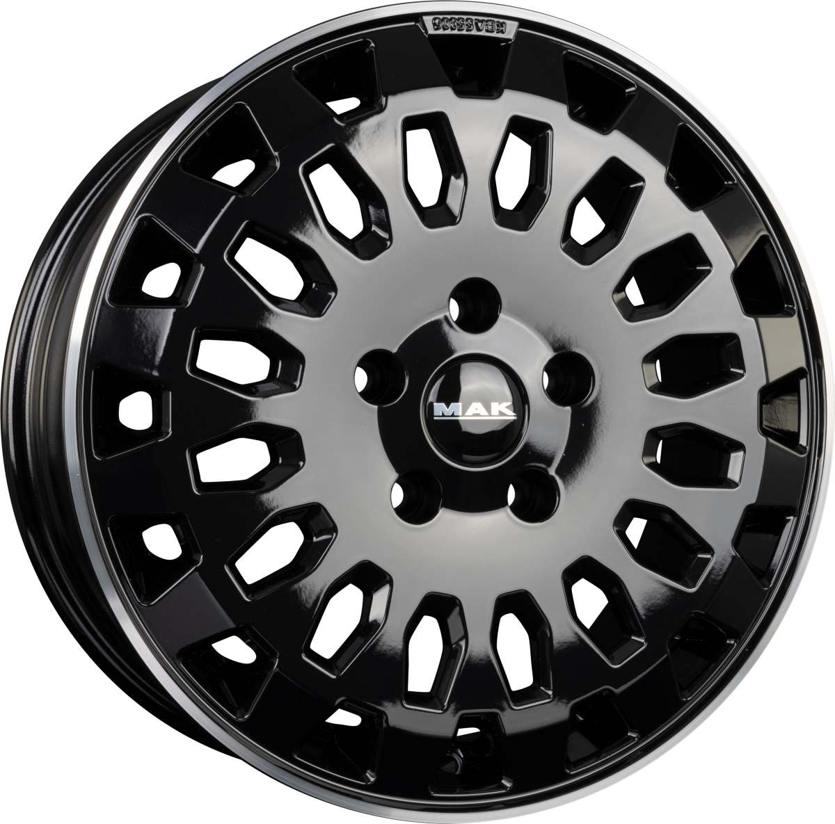 Mak Overland gloss black mirror ring Alufelge 6.5x16 Zoll ET57 LK 5x120 ML64.1 – Bild 5