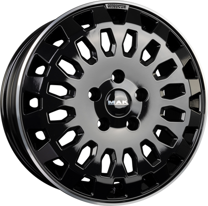 Mak Overland gloss black mirror ring Alufelge 6.5x16 Zoll ET57 LK 5x120 ML64.1 – Bild 5