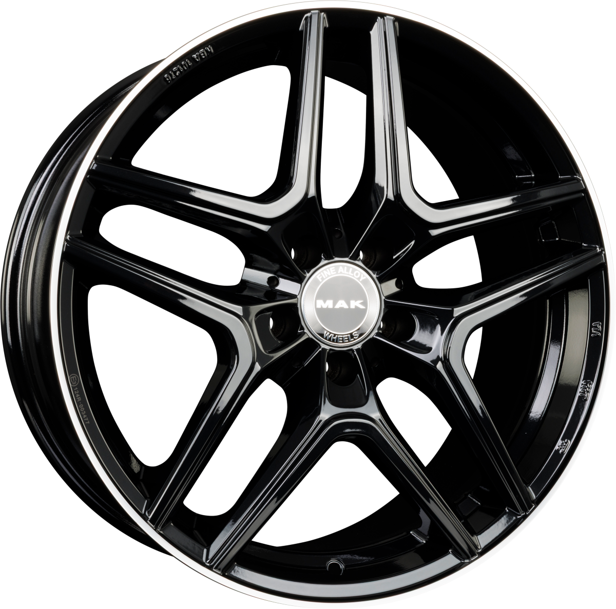Mak Aurum Gloss Black Mirror Ring Alufelge 8x18 Zoll ET43 LK 5x112 ML66.6 – Bild 2