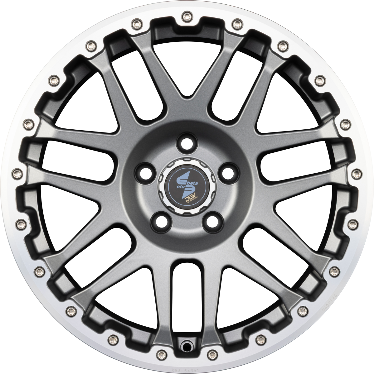 Etabeta Combat CV Anthracite Matt Lip + Cap Polish Alufelge 9x20 Zoll ET40 LK 6x114.3 ML66.1 – Bild 3