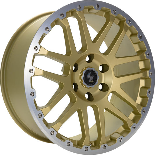 Etabeta Combat CV gold matt lip + cap polished 10x22 ET45 - LK6/139.7 ML93.1
