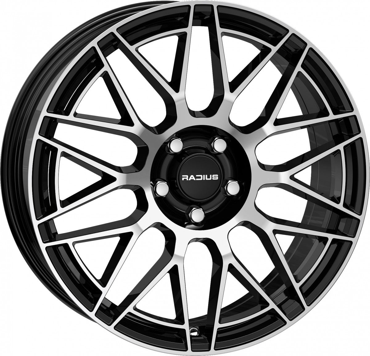 Radius WI42 glossy black machined Alufelge 7x18 Zoll ET38 LK 5x112 ML57.1