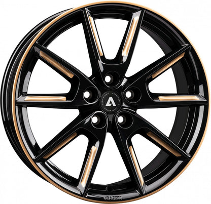 Akoni AK09 black glossy gold spoke rim Alufelge 8x19 Zoll ET40 LK 5x112 ML66.5