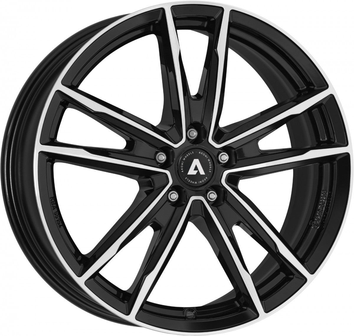Akoni AK08 black polished Alufelge 7x16 Zoll ET37 LK 5x108 ML63.4