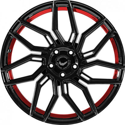 Barracuda Dragoon higloss-black undercut trimline red Alufelge 8.5x19 Zoll ET38 LK 5x112 ML73.1 – Bild 2