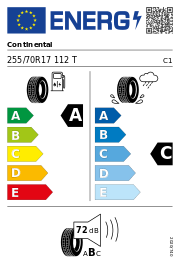 Continental CrossContact RX DEMO 255/70 R17 112T – EU-Reifenlabel