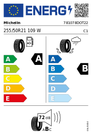 Michelin Pilot Sport EV XL Elect Acoustic DOT22 255/50 R21 109W DOT DOT22 – EU-Reifenlabel