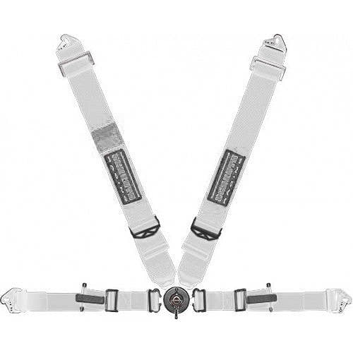 Schroth PROFI II asm Flexi Belt silber mit schwarz/gelbem SCHROTH RACING Logo links