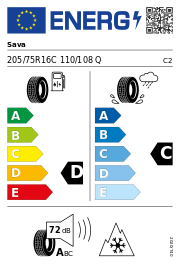 Sava Trenta M+S 3PMSF DOT19 205/75R16C 110/108Q DOT DOT19 – EU-Reifenlabel