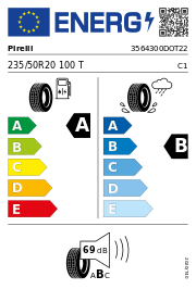 Pirelli Scorpion + Elect AO DOT22 S-I 235/50 R20 100T DOT DOT22 – EU-Reifenlabel