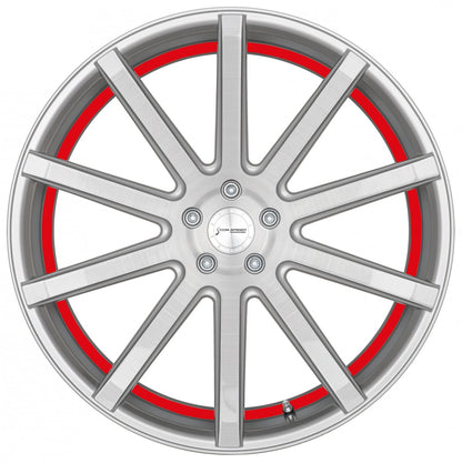 Corspeed Deville silver-brushed-surface / Undercut Color Trim rot Alufelge 10.5x20 Zoll ET35 LK 5x112 ML73.1 – Bild 2
