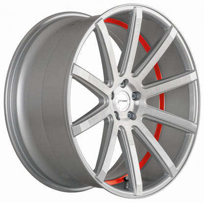 Corspeed Deville silver-brushed-surface / Undercut Color Trim rot Alufelge 10.5x20 Zoll ET35 LK 5x112 ML73.1 – Bild 3