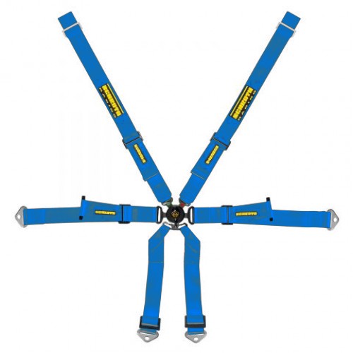 Schroth Profi Porsche 991 2x2 blau mit schwarz/gelbem SCHROTH RACING Logo HANS
