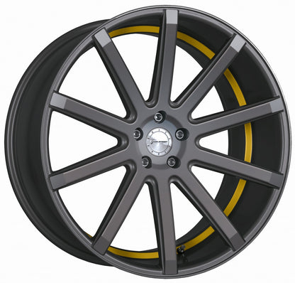Corspeed Deville gunmetal / Undercut Color Trim gelb Alufelge 10.5x21 Zoll ET15 LK 5x112 ML73.1