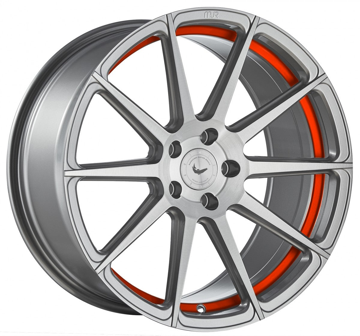 Barracuda Project 2.0 silver brushed / Undercut Color Trim rot Alufelge 9.5x22 Zoll ET25 LK 5x112 ML73.1